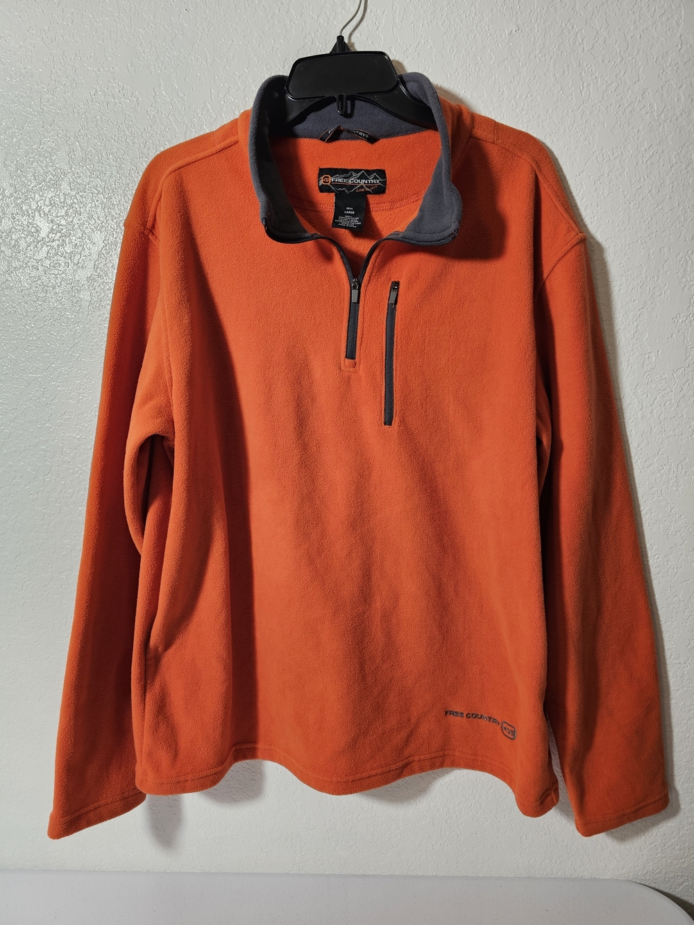 Free Country Men's Bright Orange Half-Zip Fleece with Gray Trim